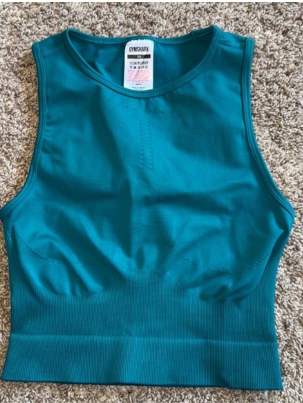 Gymshark Teal Seamless Crop Tank - Women's Xs